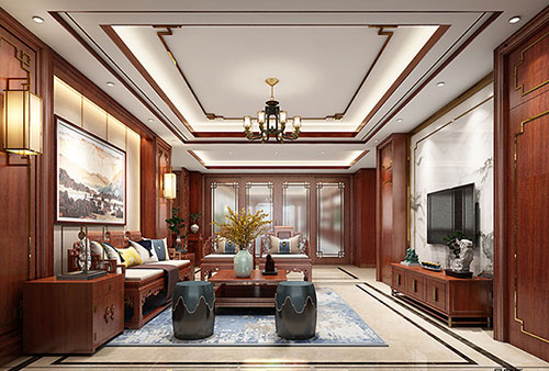 聂荣小清新格调的现代简约别墅中式设计装修效果图